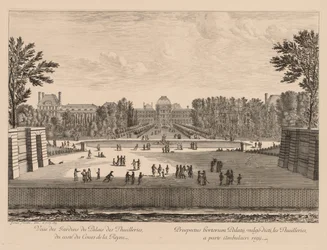 Udsigt over Tuileries-paladset og haverne fra Cours la Reine-siden