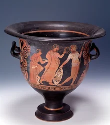 Krater fra Cumae repræsenterer en offerscene (terracotta, 320-310 f.Kr.)