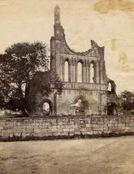 Ruinerne af Byland Abbey, set fra nordvest, Storbritannien, omkring 1890