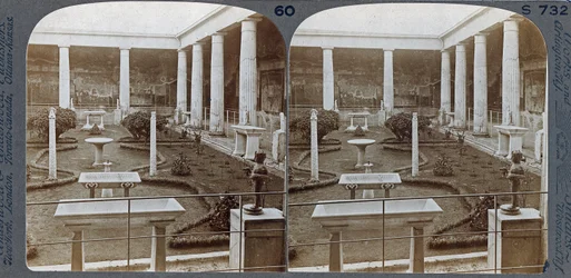The House of Vettii, Pompeji, fra The Underwood Travel Library, 1895 (sepia foto)