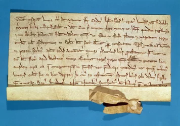 En formel protest over salvelsen af Henrik III (1207-72) i Gloucester, skrevet af den pavelige legat, kardinal Gualo, 1218