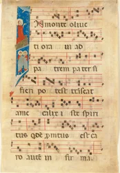 Agony in the Garden, historisk initial I på et blad fra en oplyst manuskriptkorbog (vellum)