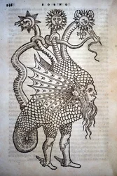 Alchemy: Monster Hybrid, i - "" De Transmutatione Metallica Sogni Tre "", af Giovanni Battista Nazari, redigeret i Brescia i 1599.