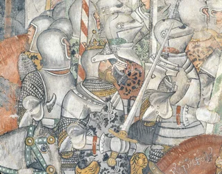 Army, detalje af en kampscene (fresko)