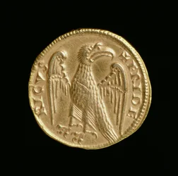Augustalis af Frederik II (1198-1250), Kongeriget Sicilien og Syditalien, Messina mønt, 1231-50 (bagside) (guld) (for forside se 168052)