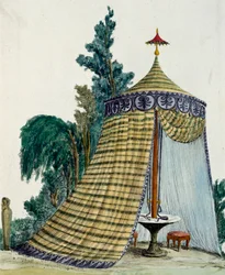 Kinesisk pavillon i haven, ca. 1810, gravering, Italien