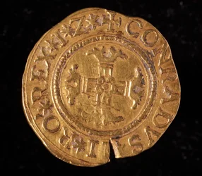 Republikken Genes valuta: en guld-quadrupla. Diameter 32 mm. 1616. Tilbage. Genes Musei di Strada Nuova (inv, M6459)