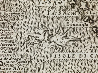 Detalje af en havelefant med en imponerende række af pigge, der rager op fra ryggen, fra 