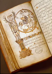 Indgang i Jerusalem Manuskript fra Bologna-skolen. (MS.123-Foglio 54 v) Rom fra det 11. århundrede, Biblioteca Angelica