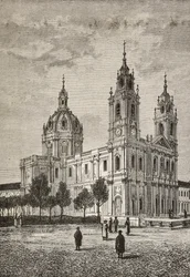 Estrela Basilica, Lissabon, Portugal, gravering fra L