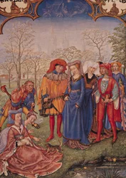 F.4v April måned: Et bryllupsoptog, fra Brevarium Grimani