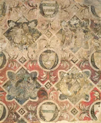 Fragment af en fresco dekoreret med våbenskjolde