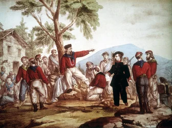 Garibaldi (1807-1882) såret i Aspromonte.