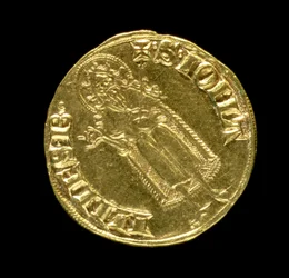 Guldflorin (bagside) forestillende St. Johannes Døberen, florentinsk, 1252 (for forside se 83495)