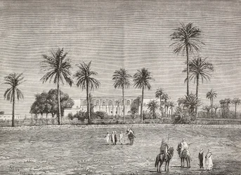 Guvernørens palads, hvor general Gordon opholdt sig, Khartoum, Sudan, gravering af Cairoli fra L