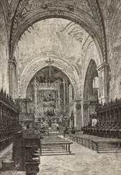Interiør af Chiaravalle kirke, Italien, gravering fra tegning af Quinto Michetti, fra L