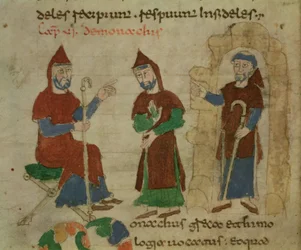 Investitur af en benediktinermunk, fra universet af Rabanus Maurus (ca. 780-856) 1023