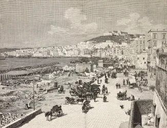 La Marinella, Napoli, Italien, gravering af Sabattini fra tegning af A Della Valle, fra L