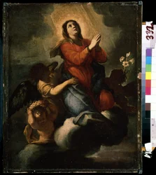 "The Assumption of the Blessed Virgin Mary" (The Assumption of the Blessed Virgin Mary) Italiensk skolemaleri fra det 17. århundrede Mikhail Kroshitsky Kunstmuseum, Sevastopol (Sevastopol) Ukraine