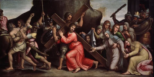 ""Kristus bærer sit kors"" (Kristus bærer korset) Maleri af den italienske skole. 1550-1600 Manierisme. Regionalt Deineka kunstgalleri, Kursk Rusland