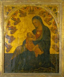 Madonna og barn (olie på panel)