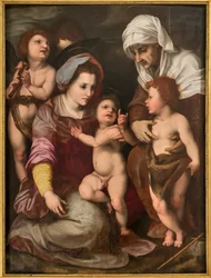 Madonna med Jesusbarnet, Skt. Elisabeth, Johannesbarnet og to engle, kopi fra Andrea Del Sarto (olie på panel)
