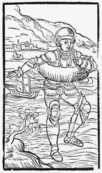 Mand med en livring, illustration fra History of the Northern Nations af Olaus Magnus (1490-1558), udgivet i Rom, 1555