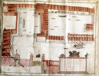 Kort over Venedigs Arsenal i 1580.