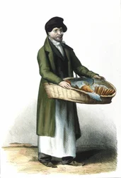 Milanese Metier: en sælger af kiks og kager. 1830 Locarno gravering.