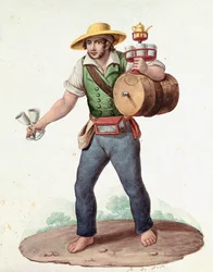 Små napolitanske erhverv: gadesælgeren af frisk vand - (Gammelt erhverv: vandsælgeren), 19. århundrede - Napoli, Museo Nazionale di San Martino