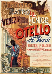 Otello: Plakat for første opførelse af Verdis opera Otello på Teatro Fenice i Venedig