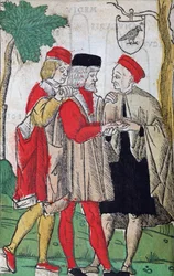 Palmelæsning fra Chiromantia af Andrea Corvo, 1581 (farvetræsnit)