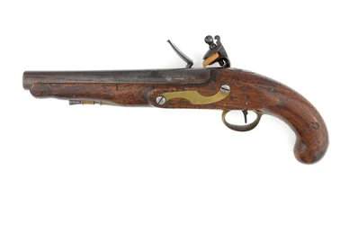 Mønster 1796 flintlås pistol til tunge dragoner, variation med ramrod rør og Ordnance mønster lås, ca. 1800 (pistol, flintlock, mønster 1796 heavy dragon)