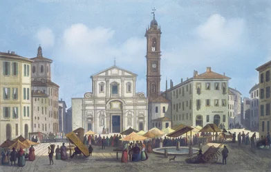 Piazza Santo Stefano fra Udsigt over Milano og omegn