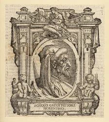 Portræt af Agnolo Gaddi, italiensk maler fra Firenze, ca. 1350-1396
