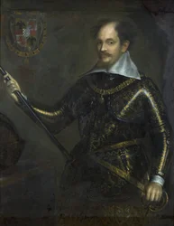 Portræt af Alessandro I Pico della Mirandola, markis af Concordia og hertug af Mirandola, i rustning, 1622