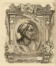 Portræt af Baldassare Tommaso Peruzzi, italiensk arkitekt og maler, født nær Siena