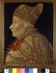 Portræt af Francesco Foscari (1373 - 1457), doge af Venedig. Maling på træ. sd. Venedig Correr Museum