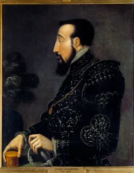 Portræt af Henrik II, konge af Frankrig (1519-1559) Maleri af den italienske skole. 16. århundrede. Søn 0,58x0,46 m Chantilly, museum Conde
