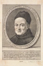 Portræt af fader Giovanni Battista Martini (1706-84) indgraveret af Faucci, 1776