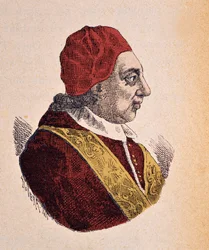Portræt af pave Benoit XIV (benedetto, Benedikt eller Benedictus) (1740-1758), 1898 (stik med senere farvelægning)