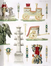 Romerske stridsvogne, trofæer og militære monumenter, detalje af tavle 20, klasse 5 fra del I af 