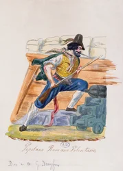 Romersk populær frivillig ved 1848-oprøret i Rom (farvegravering)