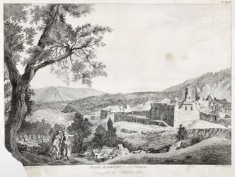 Ruinerne af Soriano Calabro og templet, Calabrien, 1783