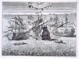 At sænke et tyrkisk krigsskib, illustration fra 