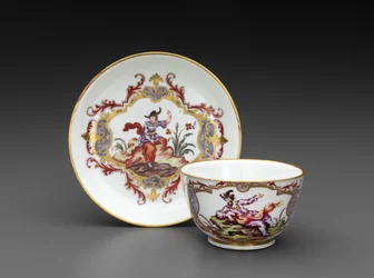 Teskål og underkop, ca. 1755 (blødt porcelæn)