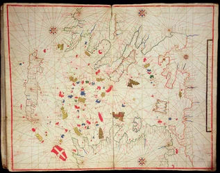 Det Ægæiske Hav, fra et nautisk atlas, 1646 (blæk på vellum) (se også 330940)
