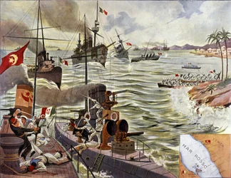 Slaget ved Kunfuda Bay, januar 1912 (farvelitografi)