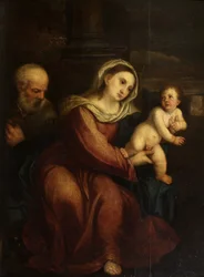 Den hellige familie (olie på panel)