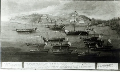 Den venetianske flåde ledet af kaptajn Ivanovich da Dabrota mod tyrkiske pirater ved Durazzo, 1756